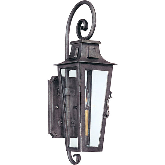 Parisian Square Wall Sconce by Troy in aged pewter. Made from hand forged iron in a unique style.