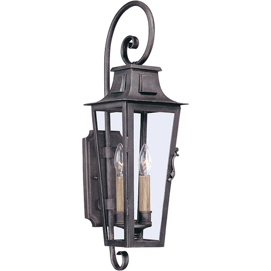Parisian Square Wall Sconce by Troy in aged pewter. Made from hand forged iron in a unique style.