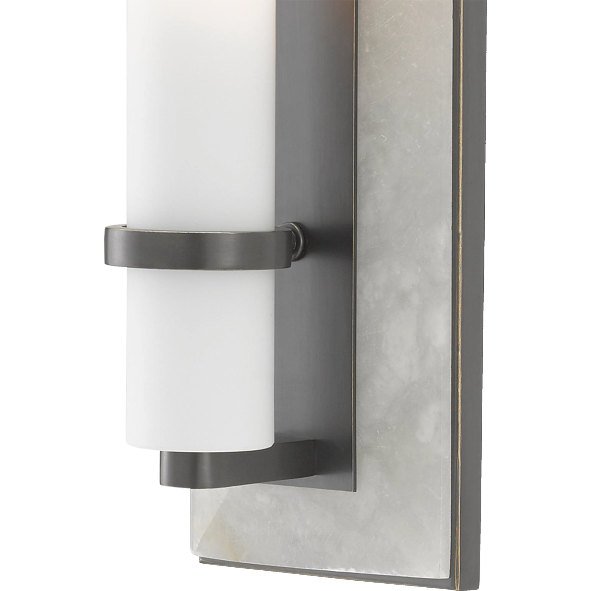 Bruneau Wall Sconce by Currey and Company. Made from alabaster, steel, glass in a modern style.