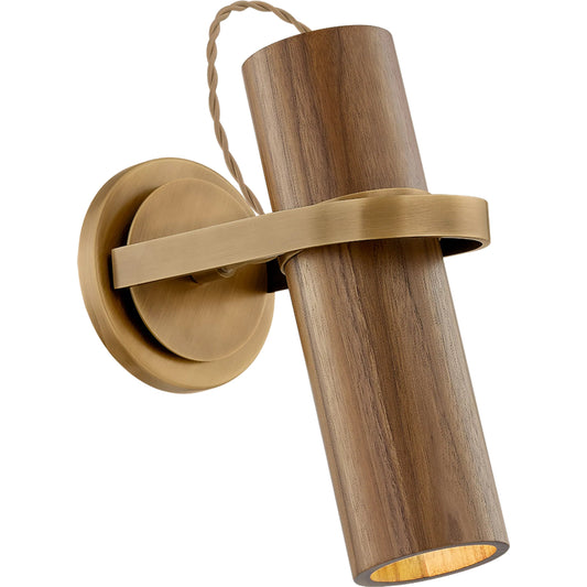 Lennox Wall Sconce by Troy in patina brass. Made from steel in a unique style.