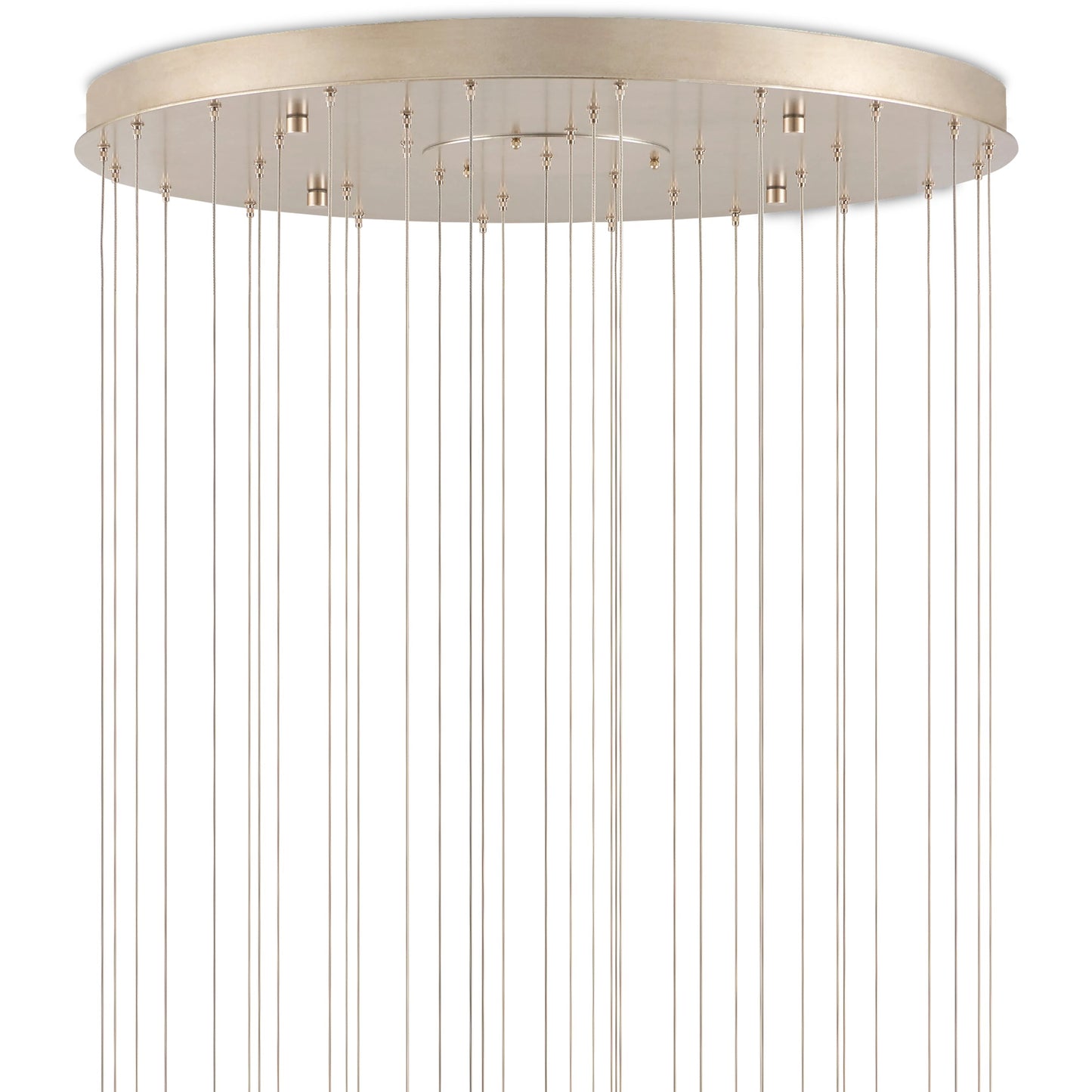 009 SI-1923963 | Closeup | Iota 36-LIGHT Multi-Drop Pendant by Currey and Company in antique brass, silver. Made from brass in a modern style.