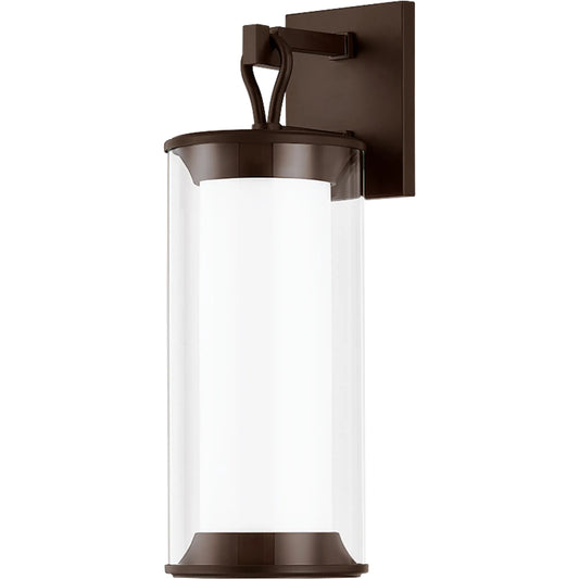 Cannes Exterior Wall Sconce by Troy in bronze. Made from aluminum in a unique style.