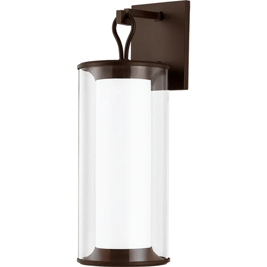Cannes Exterior Wall Sconce by Troy in bronze. Made from aluminum in a unique style.