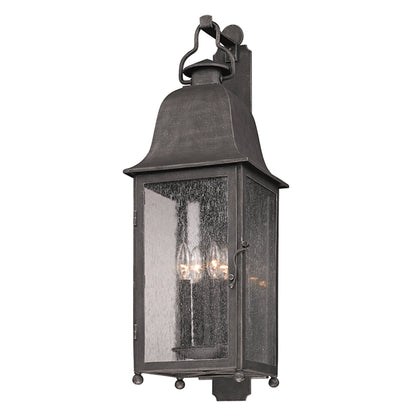 Larchmont 4 Light 31.5 inch Vintage Bronze Outdoor Wall Sconce by Troy in aged pewter. Made from hand-worked iron in a traditional style.