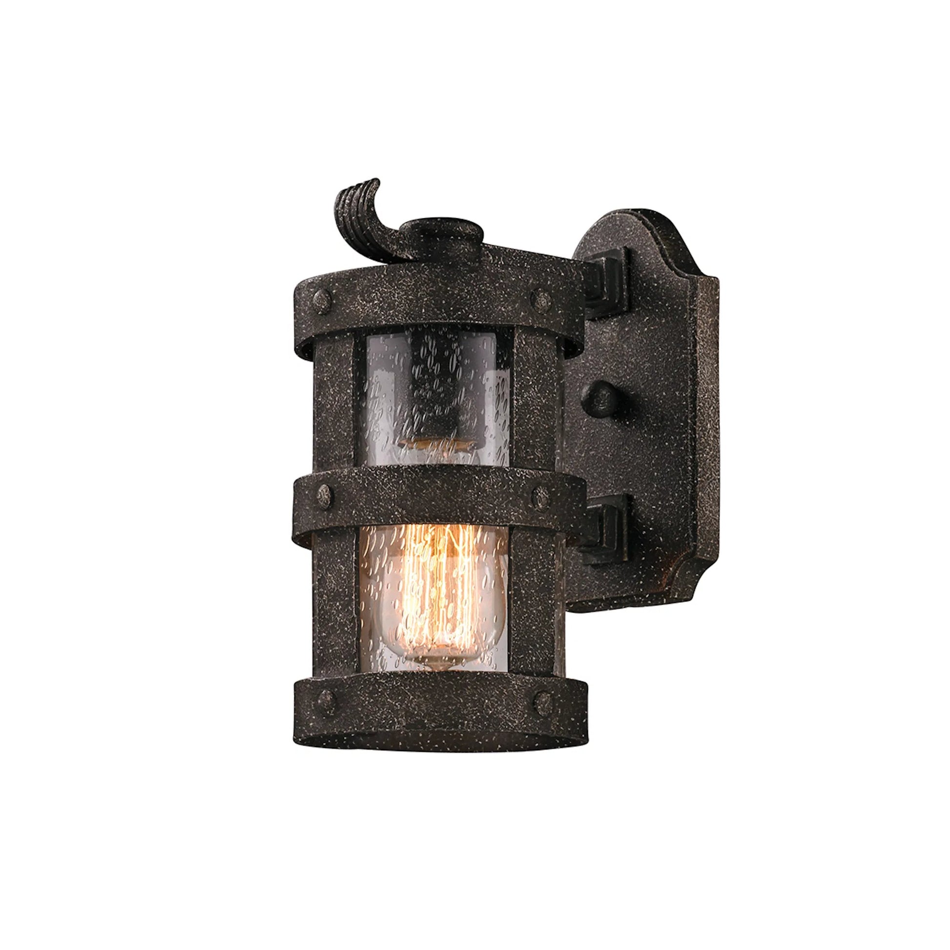 Barbosa Wall Sconce by Troy in aged pewter. Made from hand forged iron in a cottage & farmhouse style.