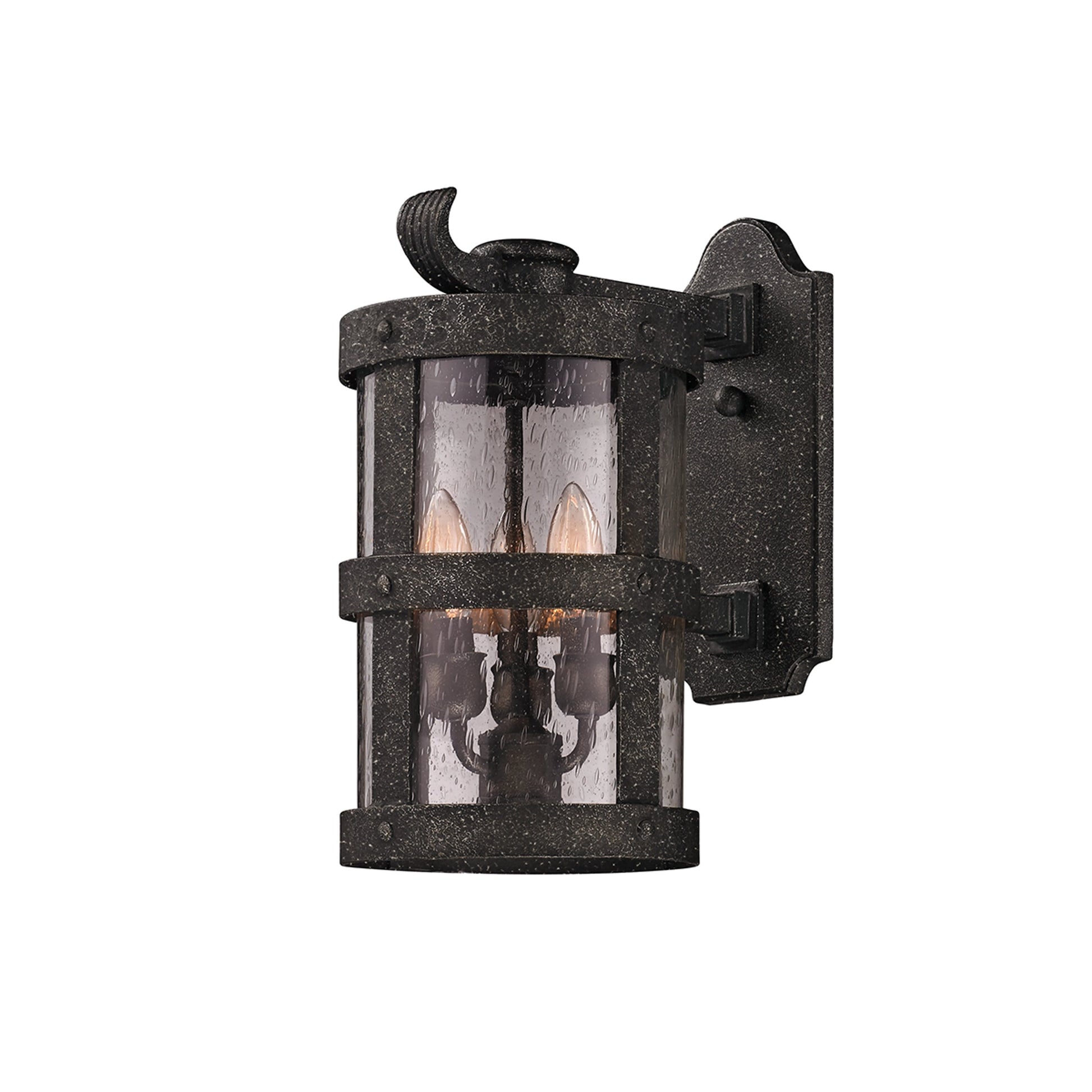 Barbosa Wall Lantern by Troy in barbosa bronze. Made from hand forged iron in a modern style.