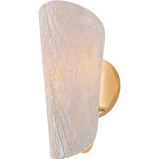 Ken Wall Sconce by Troy in vintage gold leaf. Made from iron in a unique style.