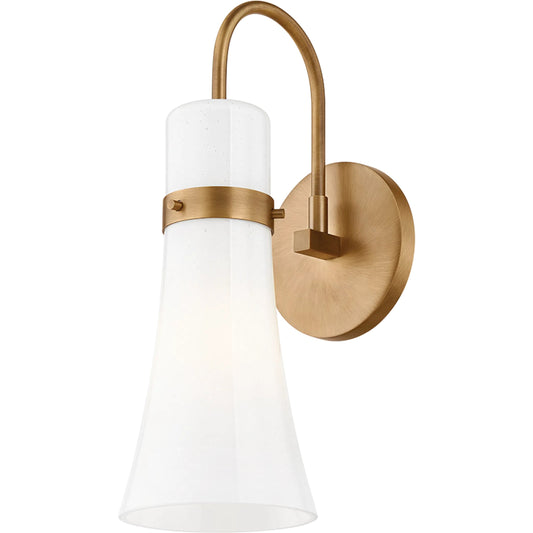 Maple Wall Sconce by Troy in patina brass. Made from steel in a unique style.