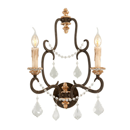 Bordeaux Wall Sconce by Troy in parisian bronze. Made from hand worked iron in a traditional style.