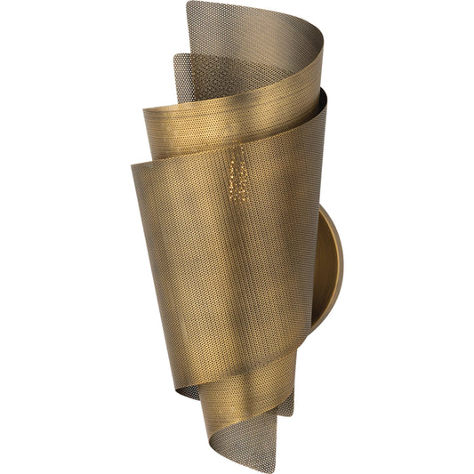 Blaisdell Wall Sconce by Troy in patina brass. Made from steel in a unique style.