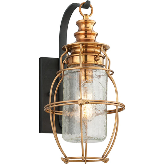Little Harbor Wall Sconce by Troy in old brass. Made from solid brass in a unique style.
