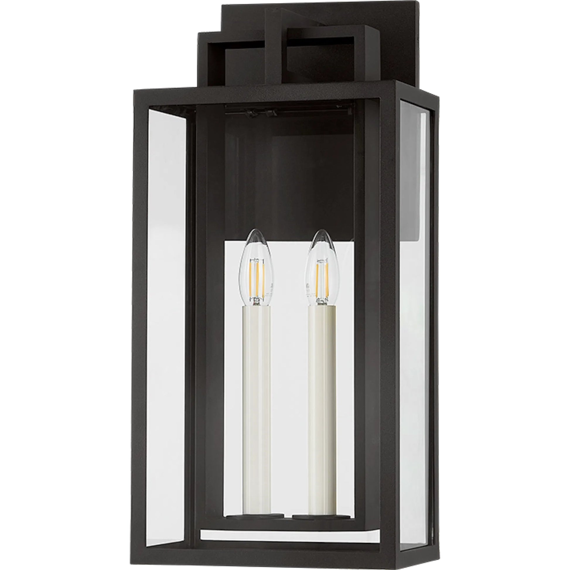 Amire Exterior Wall Sconce by Troy in textured black. Made from aluminum in a cottage & farmhouse style.