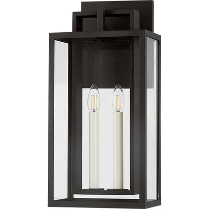 Amire Exterior Wall Sconce by Troy in textured black. Made from aluminum in a cottage & farmhouse style.
