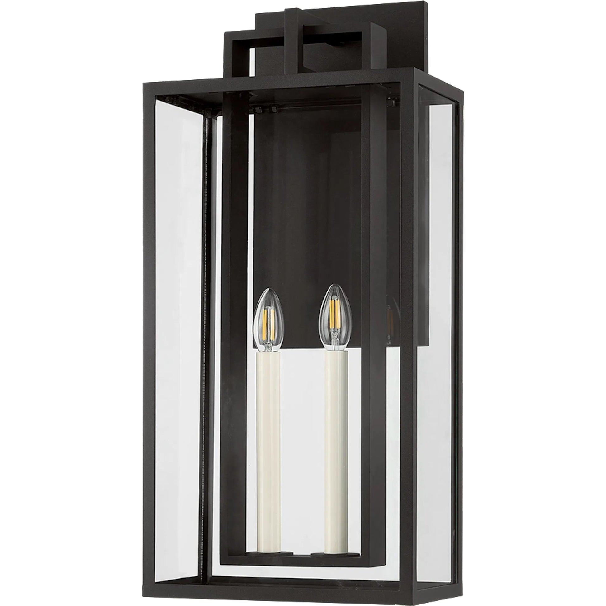 Amire Exterior Wall Sconce by Troy in textured black. Made from aluminum in a cottage & farmhouse style.