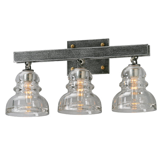 Menlo Park Bath Light by Troy. Made from hand worked iron in a modern style.