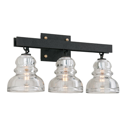 Menlo Park Bath Light by Troy. Made from hand worked iron in a modern style.