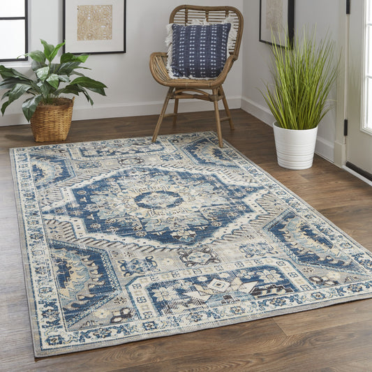 Nolan Transitional Rug - 39CDF by Feizy in blue, ivory. Made from polypropylene in a unique style.