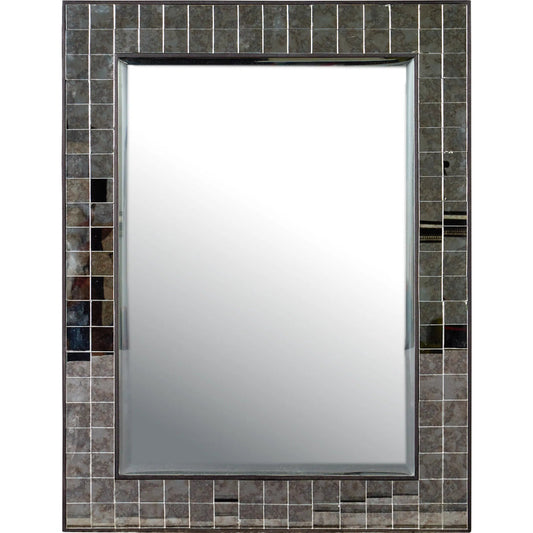 Mosaico Mirror by Currey and Company in ebony, antique mirror. Made from mango wood, glass in a unique style.