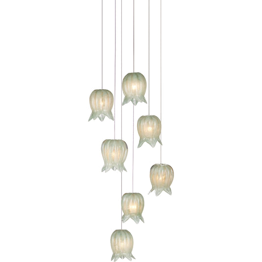 Polpo 7-Light Multi-Drop Pendant by Currey and Company. Made from art glass, metal in a modern style.