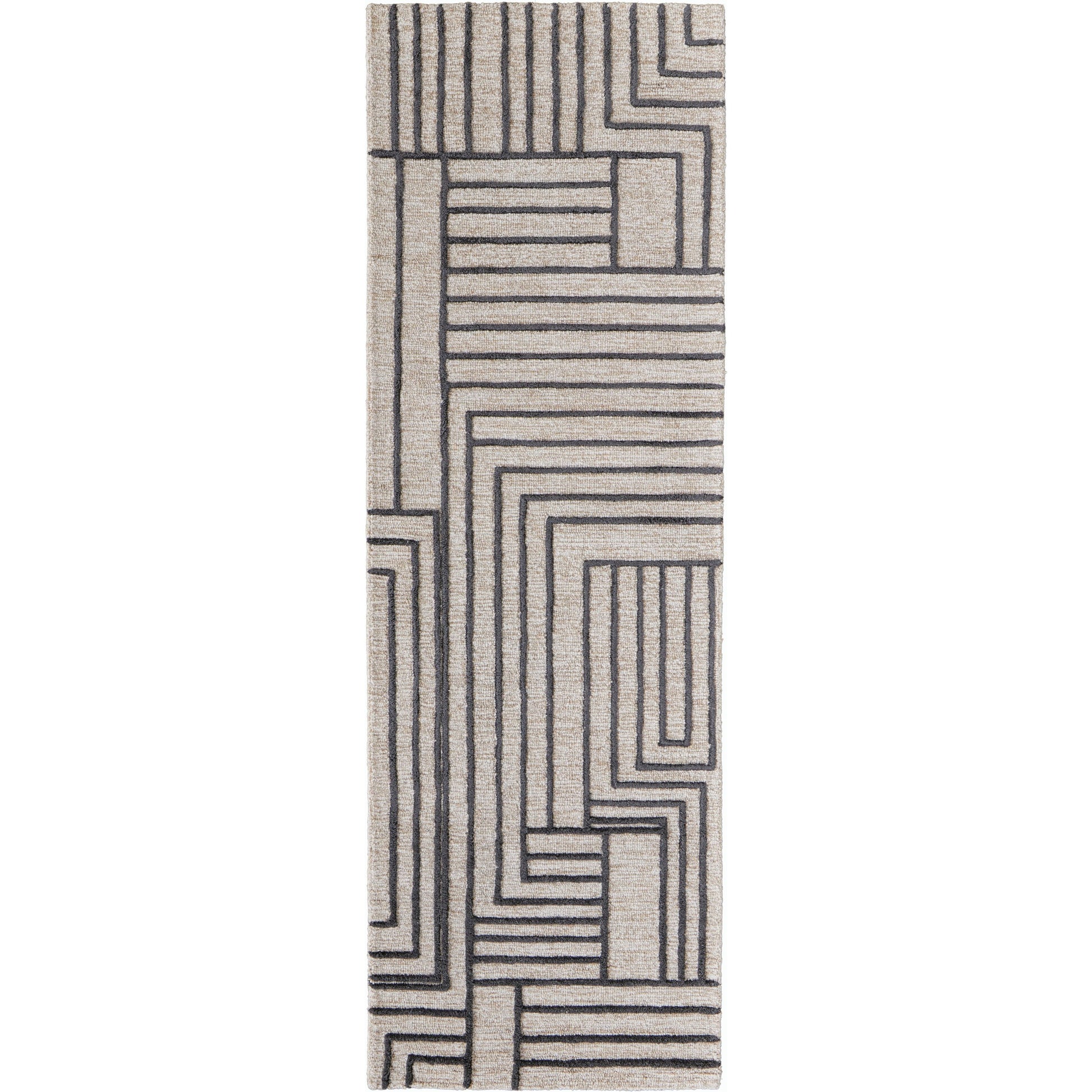 Gansett Geometric Rug - T25T8011 by Thom Felicia by Feizy Rugs in tan, brown. Made from wool in a unique style.