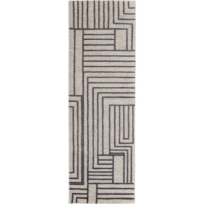 Gansett Geometric Rug - T25T8011 by Thom Felicia by Feizy Rugs in tan, brown. Made from wool in a unique style.