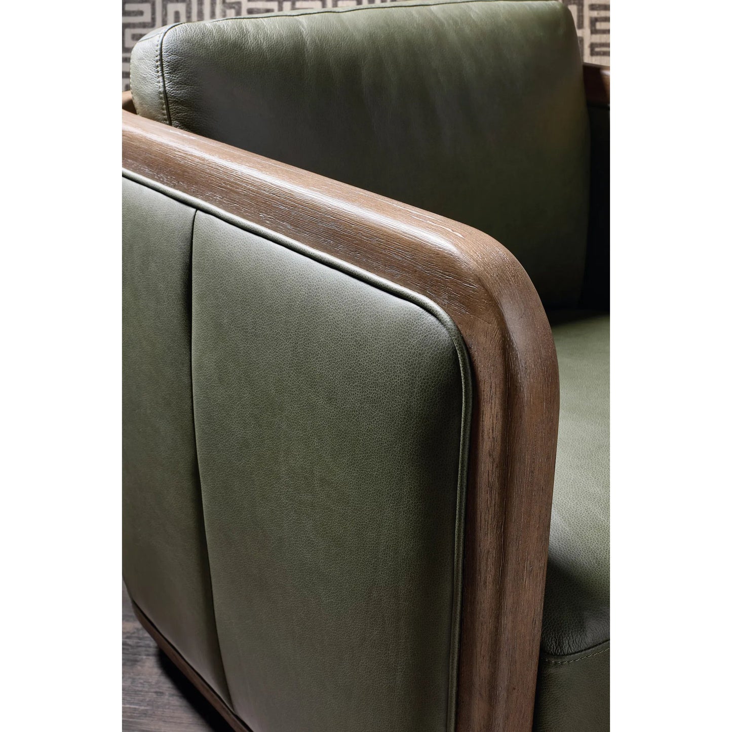 003 SI-2354021 | Closeup | Breeze Accent Chair by Hooker Furniture in verona forest and brown. Made from leather in a traditional style.