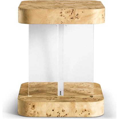 Veil End Table by Jonathan Charles in natural mappa burl. Made from mappa burl in a modern style.