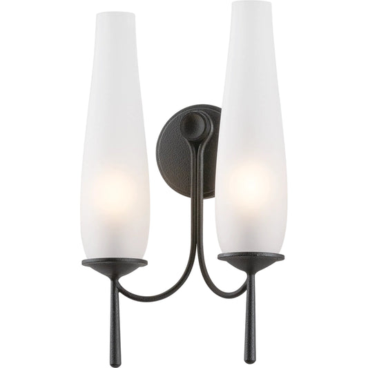 Legacy Double Wall Sconce by Troy in forged iron. Made from unique in a transitional style.