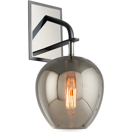 Odyssey Wall Sconce by Troy in textured black, polish nickel. Made from hand worked iron in a unique style.