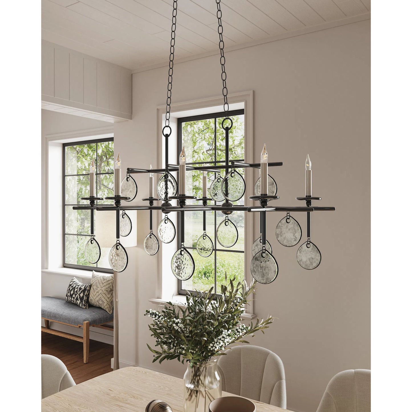 016 S-223736 | Lifestyle | Sethos Rectangular Chandelier by Currey and Company. Made from unique in a modern style.