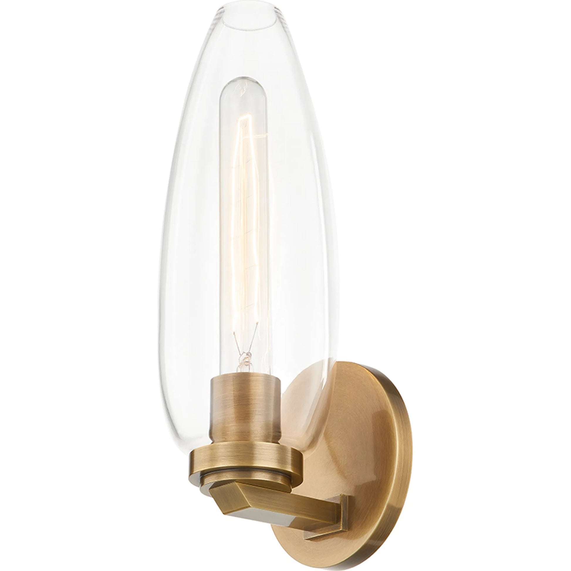 Fresno Wall Sconce by Troy in patina brass. Made from glass in a modern style.