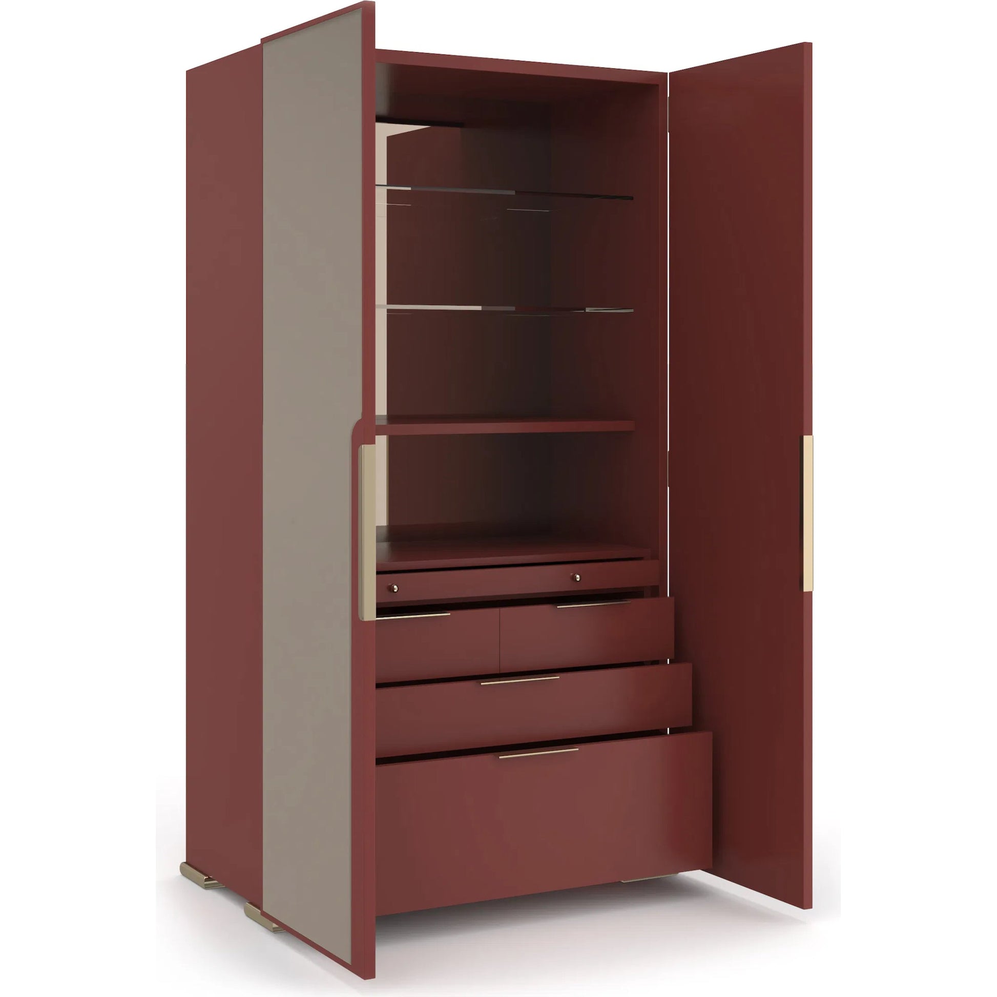 Allure Armoire by Caracole in rouge red gloss, bronze. Made from unique in a modern style.