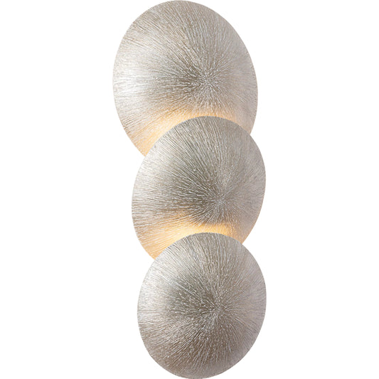 Reef Wall Sconce by Troy in textured warm silver leaf. Made from iron in a unique style.