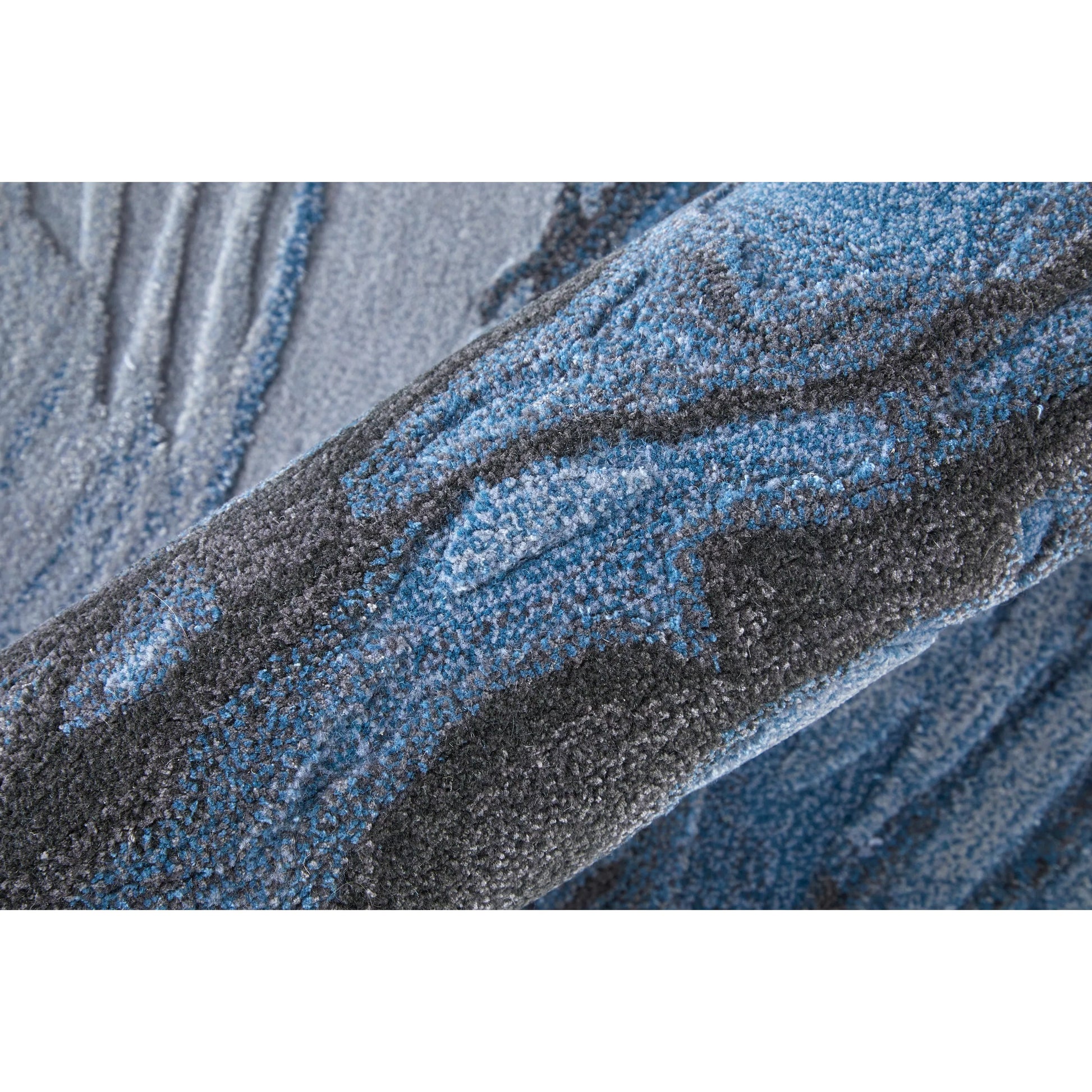 Kawai Rug - KAW8983F by Feizy in blue, black, gray. Made from wool, viscose in a unique style.
