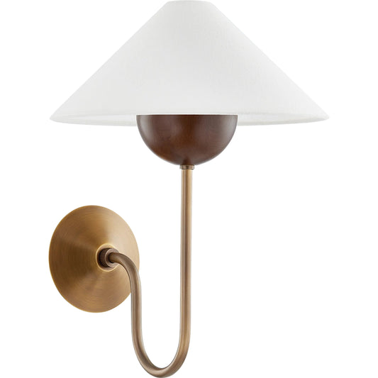 Evan Wall Sconce by Troy in patina brass. Made from steel in a unique style.