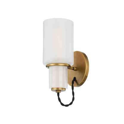 Lincoln Wall Sconce by Troy in patina brass. Made from glass in a modern style.
