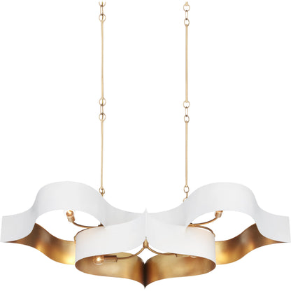Grand Lotus Oval Chandelier by Currey and Company. Made from wrought iron in a modern style.