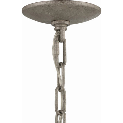 Bridgewater Chandelier by Lumanity in light sand mercury. Made from iron, glass in a traditional style.