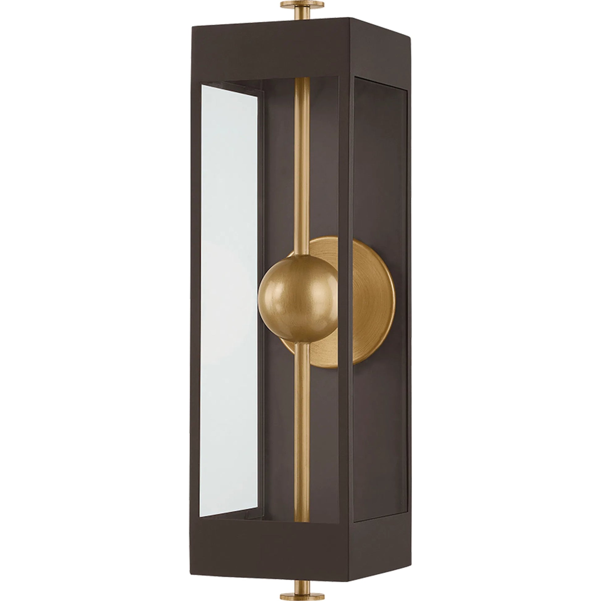 Garvey Wall Sconce by Troy in textured bronze, patina brass. Made from aluminum in a unique style.
