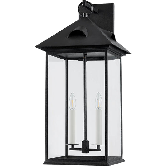 Corning 2 Light 23 inch Forged Iron Exterior Wall Sconce by Troy in forged iron. Made from aluminum in a unique style.