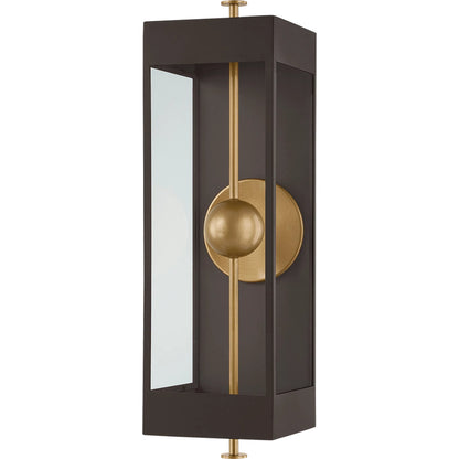 Garvey Wall Sconce by Troy in textured bronze, patina brass. Made from aluminum in a unique style.