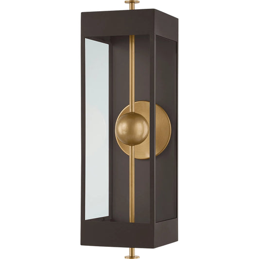Garvey Wall Sconce by Troy in textured bronze, patina brass. Made from aluminum in a unique style.
