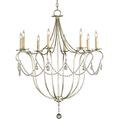 Crystal Light Chandelier by Currey and Company. Made from wrought iron, crystal in a traditional style.