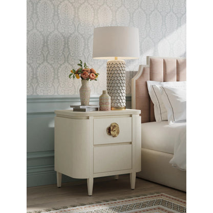 Calla Lily Table Lamp by Currey and Company in cream, antique brass. Made from ceramic, metal in a coastal style.