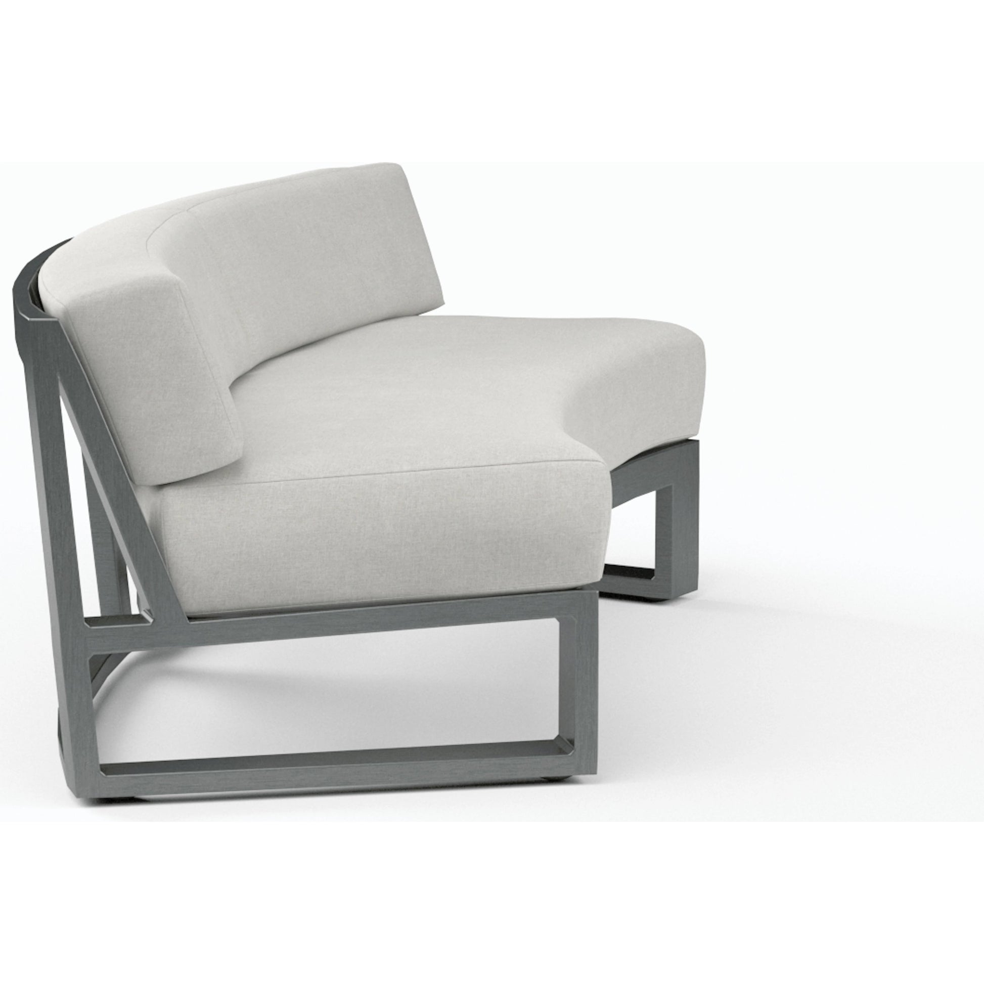 Redondo Outdoor Curved Sofa by Sunset West in slate. Made from aluminum in a modern style.