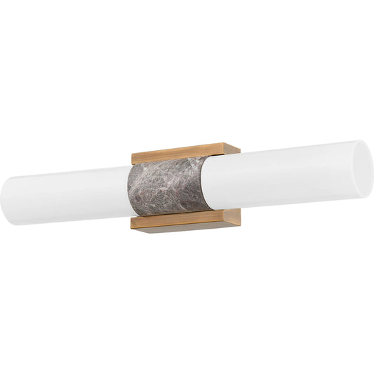 Fremont II Wall Sconce by Troy in patina brass. Made from steel in a modern style.