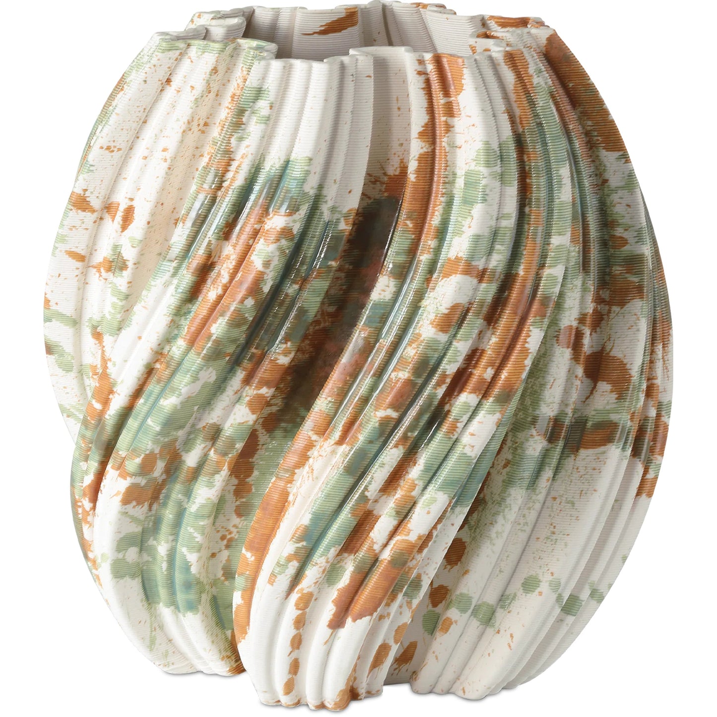 001 SI-2386989 | Primary Silo | Camouflage Vase by Currey and Company in green, brown, off-white. Made from porcelain in a modern style.