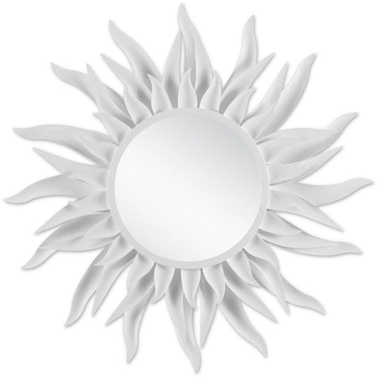 Agave Mirror by Currey and Company in gesso white, mirror. Made from wrought iron, glass in a modern style.