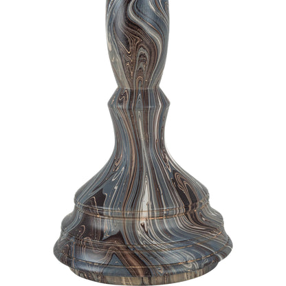 Short Turret Box by Currey and Company in marbleized brown. Made from wood in a unique style.