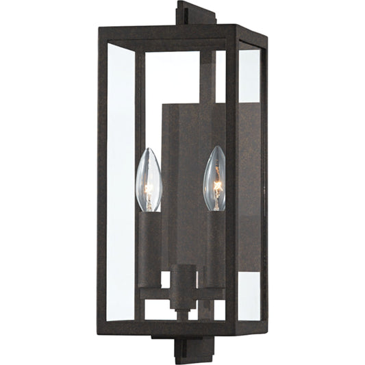 Nico Exterior Wall Sconce by Troy in french iron. Made from aluminum, stainless steel in a transitional style.